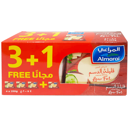 المراعي شرائح الجبن قليلة الدسم 10شرائح 200جم 3+1مجانا