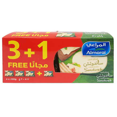 المراعي شرائح جبن ساندويتش 10شرائح 200جم 3+1مجانا