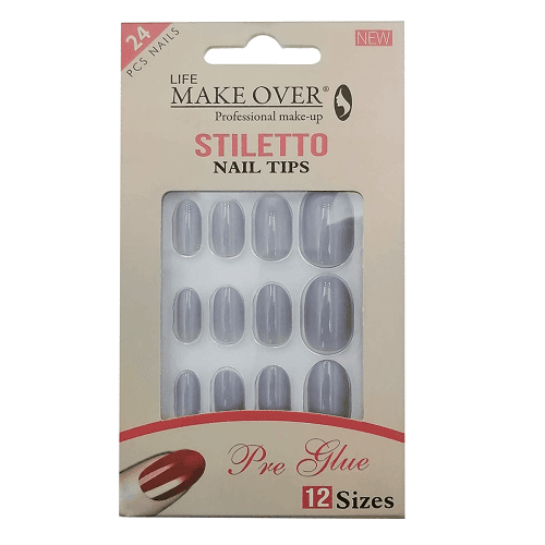 ميك اوفر طقم اظافر صناعية 24حبة مقاس12 موديل رقم.S25