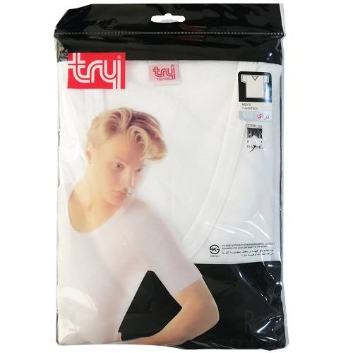 تراي فانيلة نصف كم رجالي ابيض