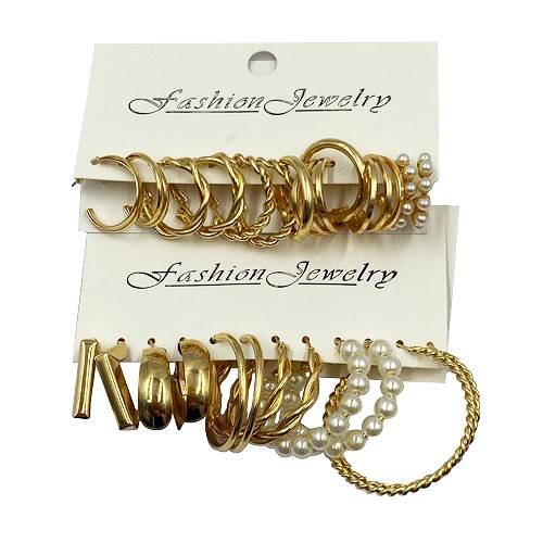 مجموعة حلقان حجم كبير اكسسوار ذهبي رقم.4