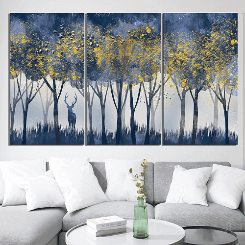 لوحة ثلاثية من الفن الحديث مصنوعة من خام الكانفس عالي الجودة مع اطار داخلي رقم.2252224