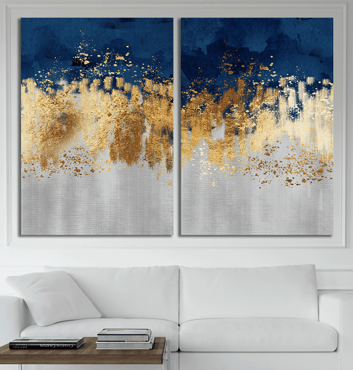 لوحة ثنائية من الفن الحديث مصنوعة من خام الكانفس عالي الجودة مع اطار داخلي رقم.2252226