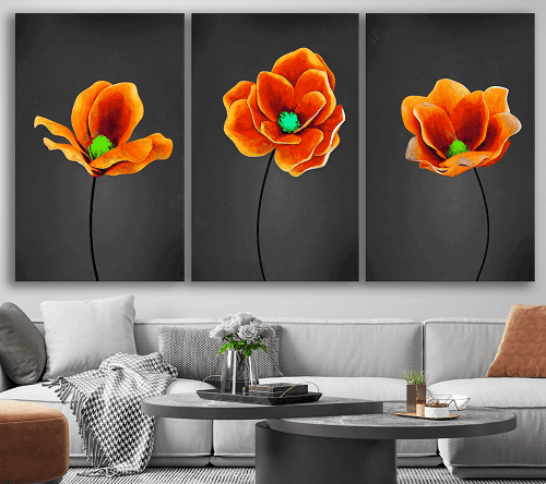 لوحة ثلاثية من الفن الحديث مصنوعة من خام الكانفس عالي الجودة مع اطار داخلي رقم.2252251