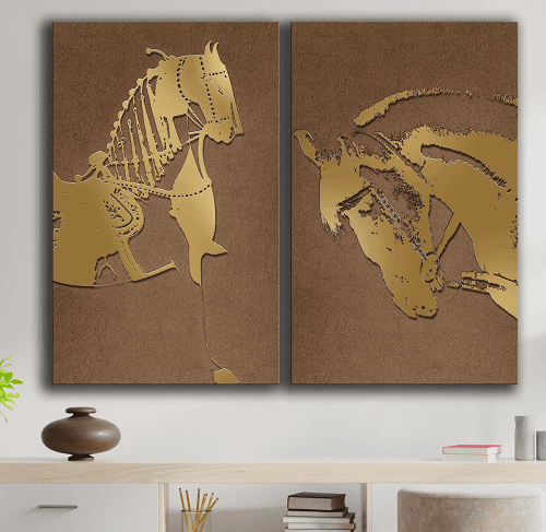 لوحة ثنائية من الفن الحديث مصنوعة من خام الكانفس عالي الجودة مع اطار داخلي رقم.2252248