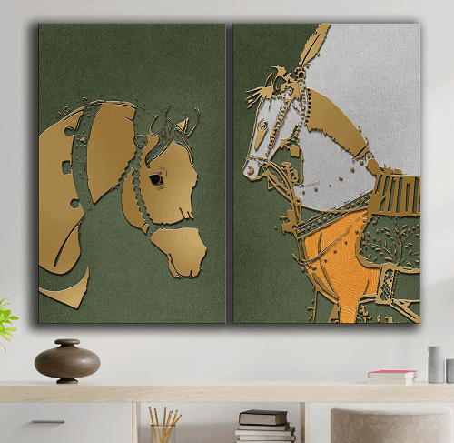 لوحة ثنائية من الفن الحديث مصنوعة من خام الكانفس عالي الجودة مع اطار داخلي رقم.2252247