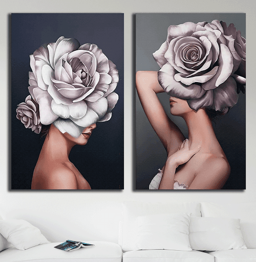 لوحة ثنائية من الفن الحديث مصنوعة من خام الكانفس عالي الجودة مع اطار داخلي رقم.2252260