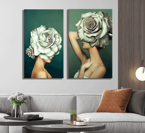 لوحة ثنائية من الفن الحديث مصنوعة من خام الكانفس عالي الجودة مع اطار داخلي رقم.2252288