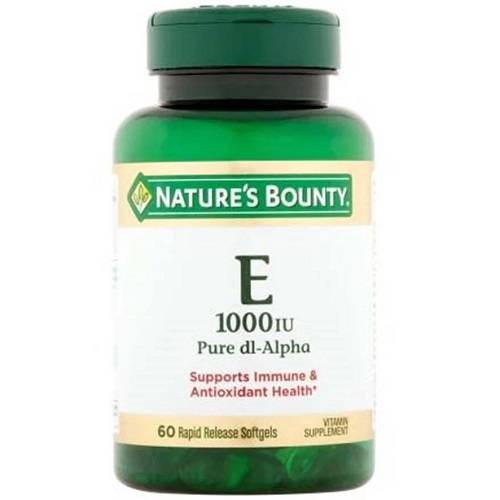 ناتشرز باونتي فيتامين هـ 1000IU دي الفا 60كبسولة هلامية 