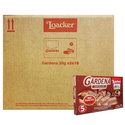 لواكر ويفر جاردينا بالشوكولاتة 38جم 5حبة 18باكيت 1كرتون