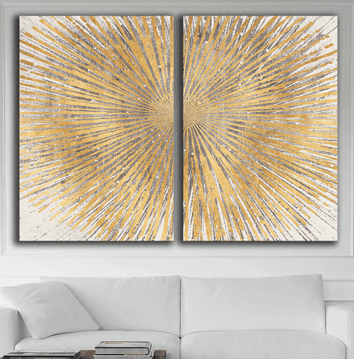 لوحة ثنائية من الفن الحديث مصنوعة من خام الكانفس عالي الجودة مع اطار داخلي رقم.2252240