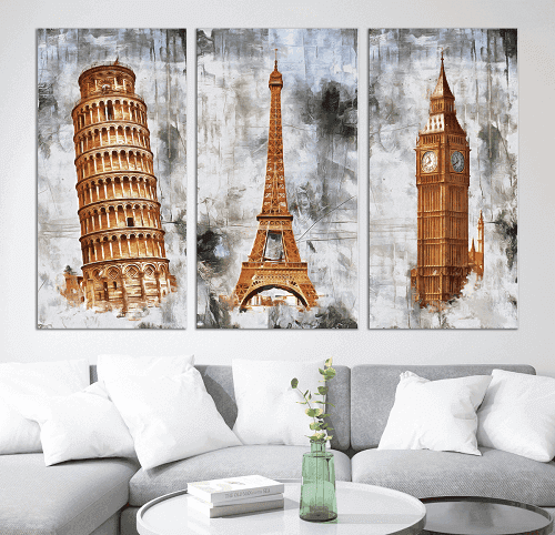 لوحة ثلاثية من الفن الحديث مصنوعة من خام الكانفس عالي الجودة مع اطار داخلي رقم.2252249