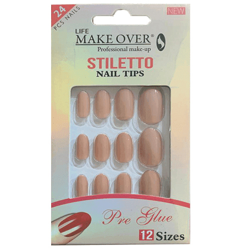 ميك اوفر طقم اظافر صناعية 24حبة مقاس12 موديل رقم.S19