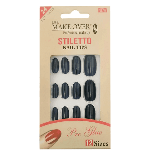 ميك اوفر طقم اظافر صناعية 24حبة مقاس12 موديل رقم.S26