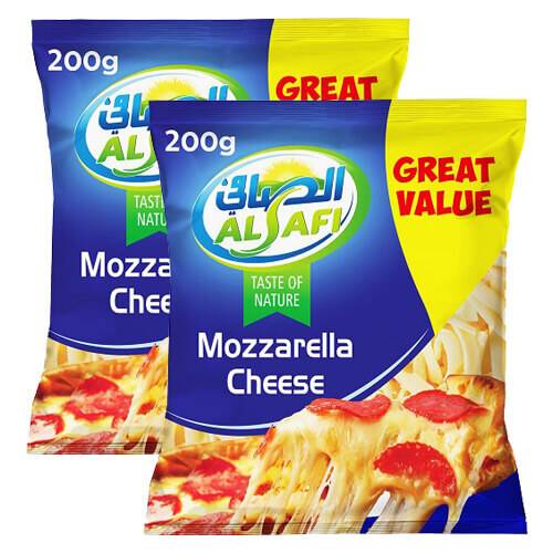 الصافي جبنة موزاريلا مبشورة 200جم 2حبة