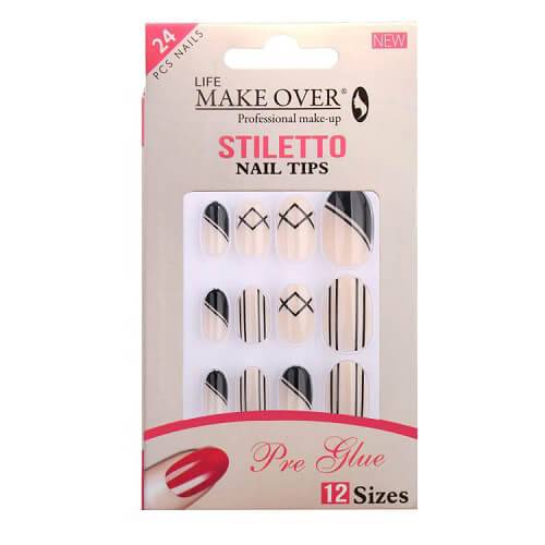 ميك اوفر طقم اظافر صناعية 24حبة مقاس12 موديل رقم.M15