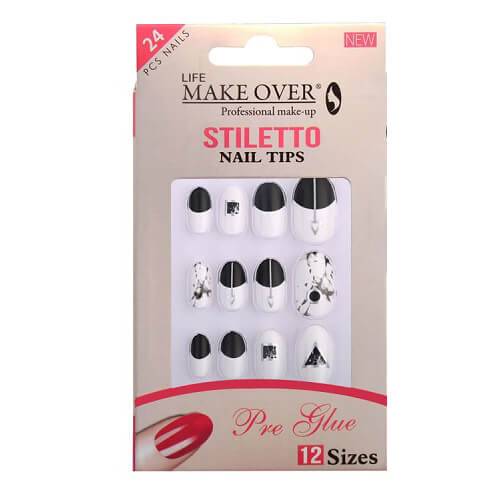 ميك اوفر طقم اظافر صناعية 24حبة مقاس12 موديل رقم.M14