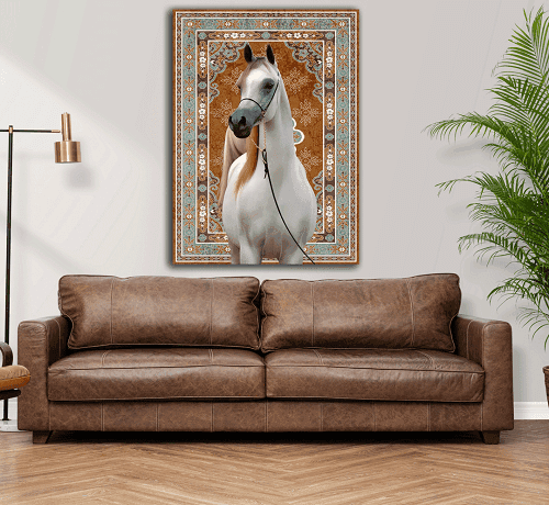 لوحة الخيل العربي من الفن الحديث من خام الكانفس عالي الجودة مع اطار داخلي رقم.2252388