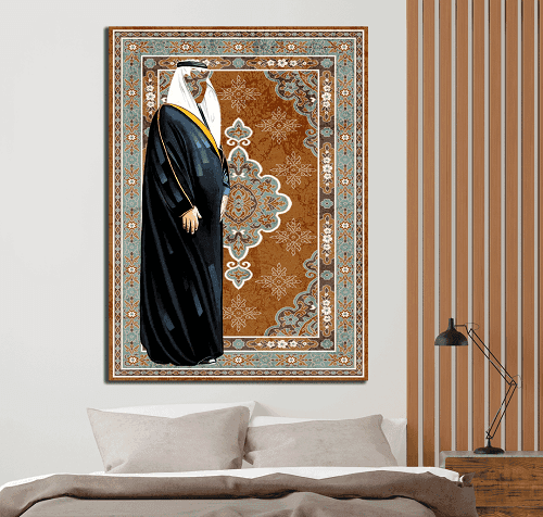 لوحة من الفن الحديث مختلطة مع التراث الخليجي من خام الكانفس عالي الجودة مع اطار داخلي رقم.2252374