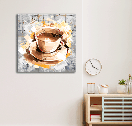 لوحة احادية للقهوة مصنوعة من خام الكانفس عالي الجودة مع اطار داخلي رقم.2252381