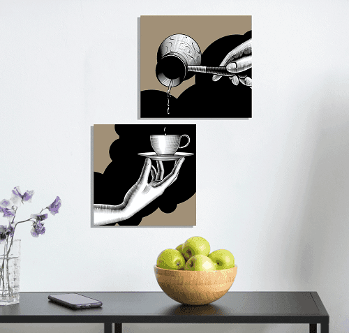 لوحة ثنائية من الفن الحديث مصنوعة من خام الكانفس عالي الجودة مع اطار داخلي رقم.2252309