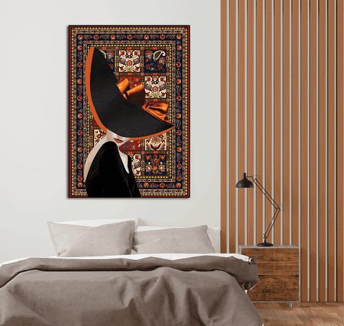 لوحة من الفن الحديث مختلطة مع التراث الخليجي من خام الكانفس عالي الجودة مع اطار داخلي رقم.2252373