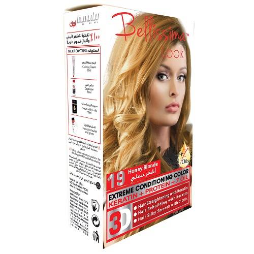 بيليسيما لوك صبغة الشعر الدائمة بالكيراتين والبروتين و7زيوت اشقر عسلي 50مل رقم.19