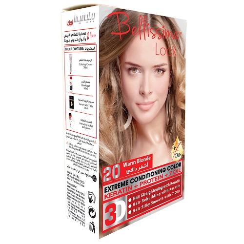 بيليسيما لوك صبغة الشعر الدائمة بالكيراتين والبروتين و7زيوت اشقر دافئ 50مل رقم.20