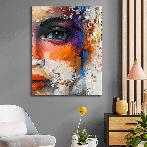 لوحة من الفن الحديث تظهر مدى تداخل الالوان وجمالها مصنوعة من خام الكانفس عالي الجودة مع اطار داخلي رقم.2252364