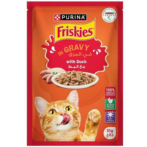 فريسكيز طعام القطط مع البط في المرق 85جم