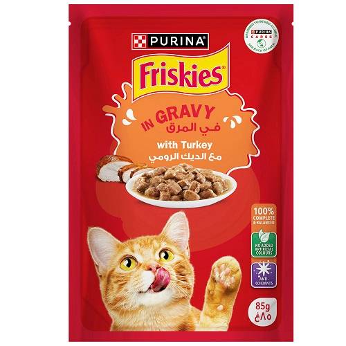 فريسكيز طعام القطط مع الديك الرومي في المرق 85جم