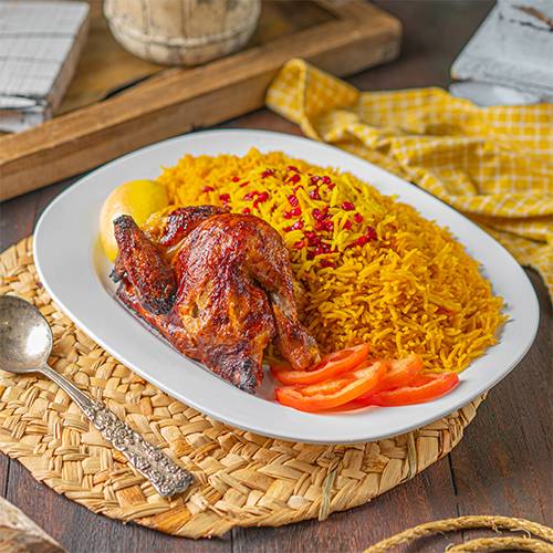 دجاج مشوي مع عيش