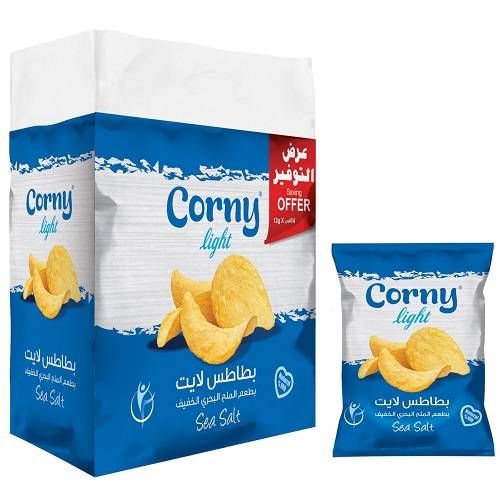 كورني شيبس لايت بطعم الملح البحري الخفيف 12جم 14حبة