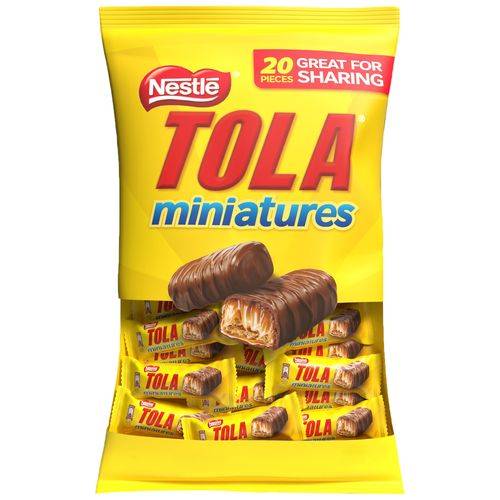 نستله تولا مينيتشرز بايتس ويفر مقرمش مغطى بالشوكولاتة الناعمة والكراميل الذهبي 8جم 20حبة