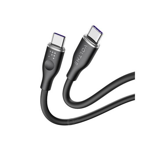 فولتمي باور لينك كابل سيليكون USB الى Type C بطول 1م 3امبير 60واط اسود رقم.15677