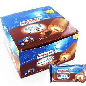 امريكانا رولز شوكولاتة كرتون 25جم 24حبة
