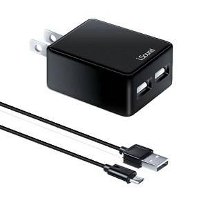 اي ساوند شاحن حائط بمنفذي يو اس بي قوة 2.4مللي امبير