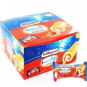 امريكانا رولز فراولة كرتون 25جم 24حبة