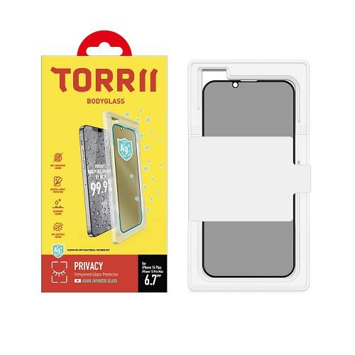 توري بودي جلاس واقي شاشة لهاتف ايفون 14 بلس و13 برو ماكس خصوصية مضادة للبكتيريا 6.7بوصة اسود موديل رقم.IP2267-BDG-AB03