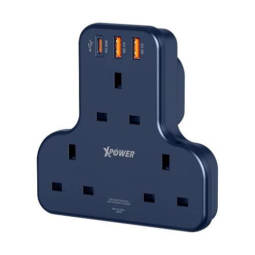 اكس باور دبليو اس اس2 PD مشترك شكل حرف T مع 3 منافذ 20واط اسود موديل رقم.XP-WSS2-BK