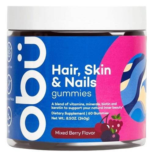 اوبو حلوى فيتامين للبشرة والشعر والاظافر بنكهة التوت المشكل 60حبة ماضغة 240جم