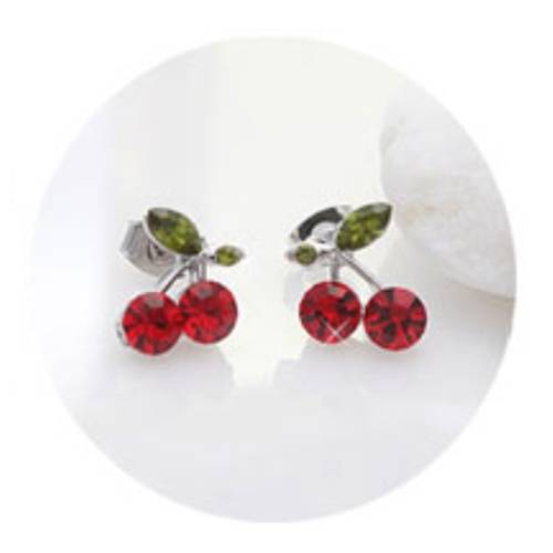 لاستروس اقراط طبية كرز مطلية بالفضة عيار 925 7ملم رقم.119