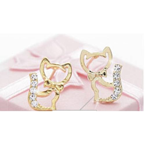 لاستروس اقراط طبية قطة مطلية بالذهب عيار 18قيراط 9ملم رقم.104