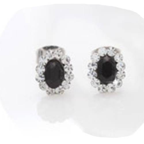 لاستروس اقراط طبية حجر اسود دائري مطلية بالذهب عيار 18قيراط 6ملم رقم.116