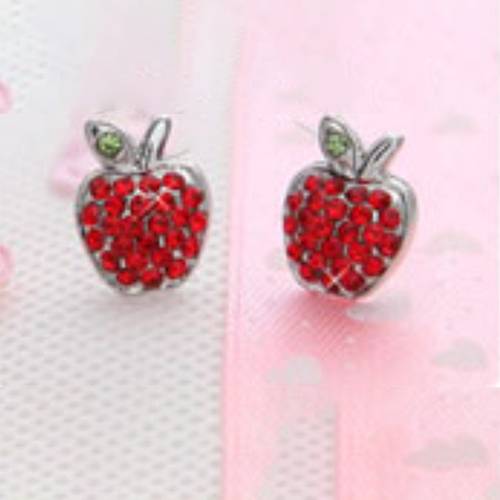 لاستروس اقراط طبية تفاحة حمراء مطلية بالفضة عيار 925 8ملم رقم.103