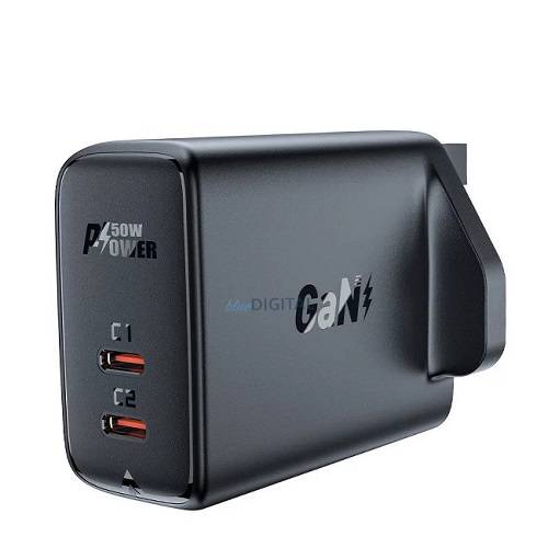 ايس فاست جان A32 شاحن سريع بمنفذ Type C مزدوج 50واط اسود رقم.15873