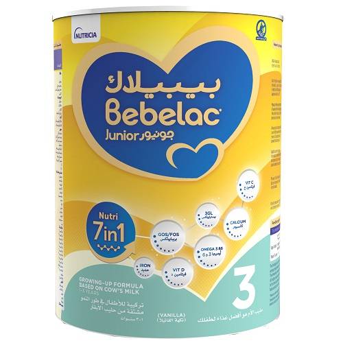 بيبيلاك جونيور3 حليب 7في1 تركيبة للاطفال في طور النمو نكهة الفانيلا 400جم