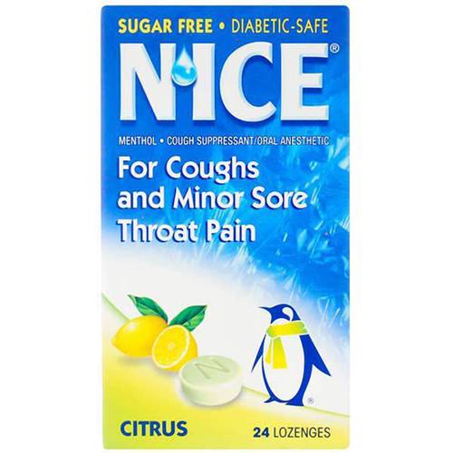 نايس بنكهة الحمضيات للسعال والام الحلق البسيطة 24قرص استحلاب