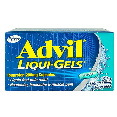 ادفيل ليكوي جيلز 200مجم سائل سريع المفعول لتسكين الالام والصداع والظهر والعضلات 32كبسولة سوائل