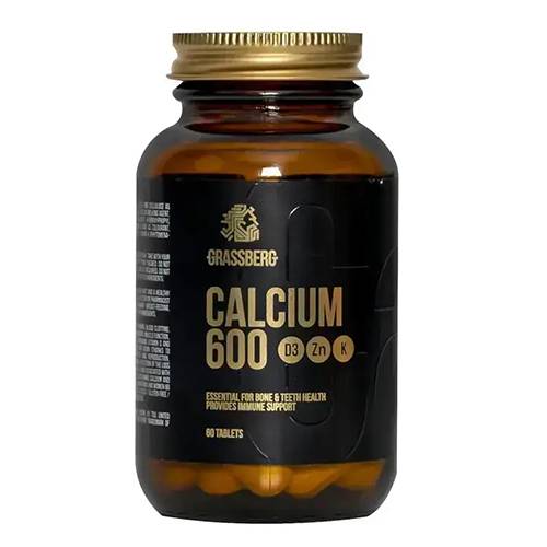 جراسبيرج كالسيوم 600 مع فيتامين د3 و ك وزنك لدعم صحة العظام والاسنان 60قرص
